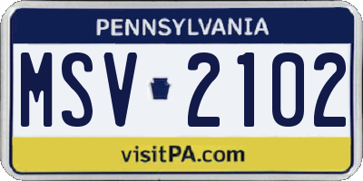 PA license plate MSV2102