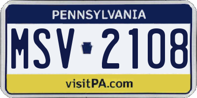 PA license plate MSV2108