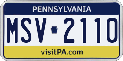 PA license plate MSV2110