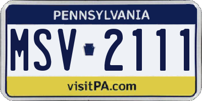 PA license plate MSV2111