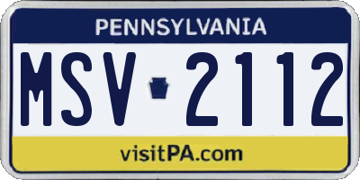 PA license plate MSV2112