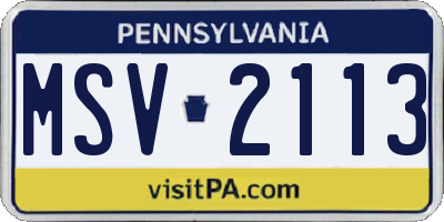 PA license plate MSV2113