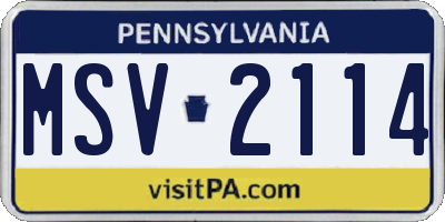 PA license plate MSV2114