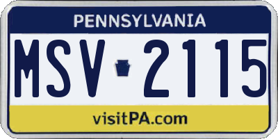 PA license plate MSV2115