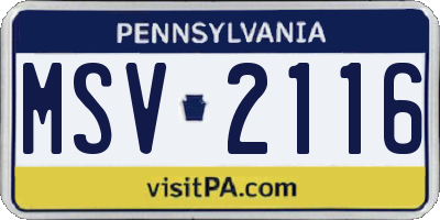 PA license plate MSV2116