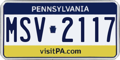 PA license plate MSV2117