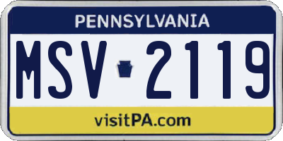 PA license plate MSV2119