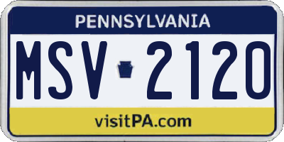 PA license plate MSV2120