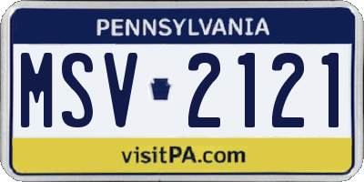 PA license plate MSV2121