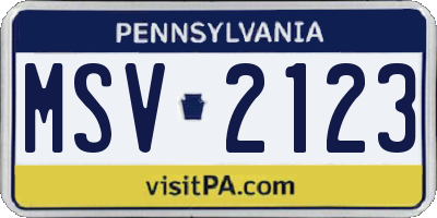PA license plate MSV2123