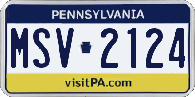 PA license plate MSV2124