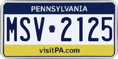 PA license plate MSV2125