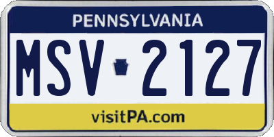PA license plate MSV2127