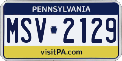 PA license plate MSV2129