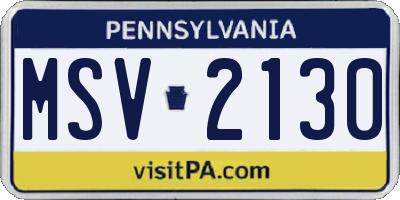 PA license plate MSV2130