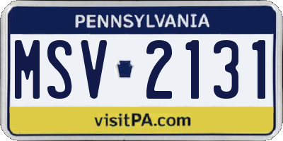 PA license plate MSV2131