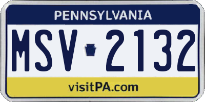 PA license plate MSV2132