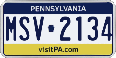 PA license plate MSV2134