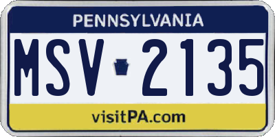 PA license plate MSV2135