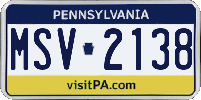 PA license plate MSV2138