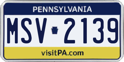 PA license plate MSV2139