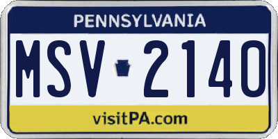 PA license plate MSV2140