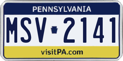 PA license plate MSV2141