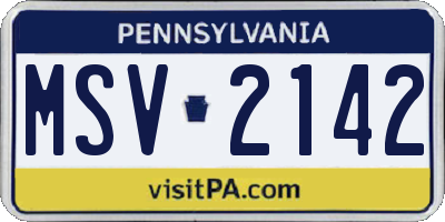 PA license plate MSV2142