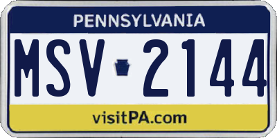 PA license plate MSV2144