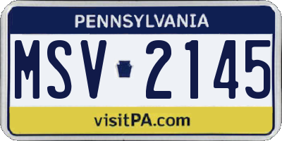 PA license plate MSV2145