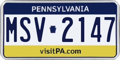 PA license plate MSV2147