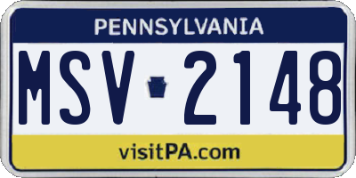 PA license plate MSV2148