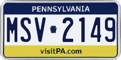 PA license plate MSV2149