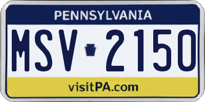 PA license plate MSV2150