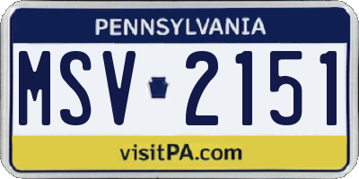 PA license plate MSV2151