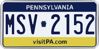 PA license plate MSV2152