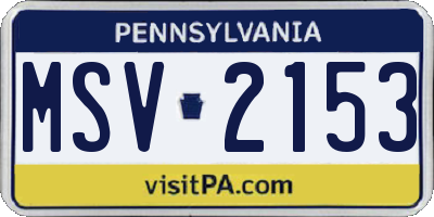 PA license plate MSV2153