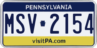 PA license plate MSV2154