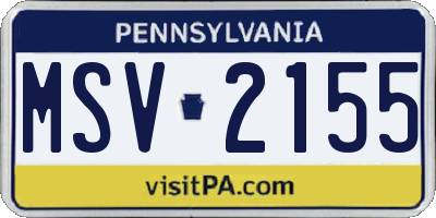 PA license plate MSV2155