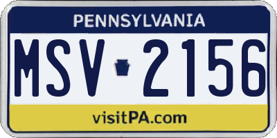 PA license plate MSV2156