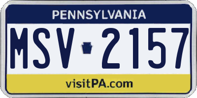 PA license plate MSV2157