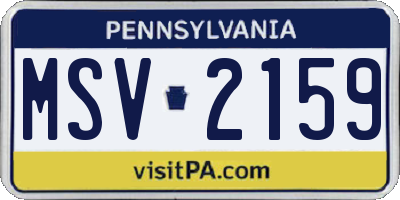PA license plate MSV2159