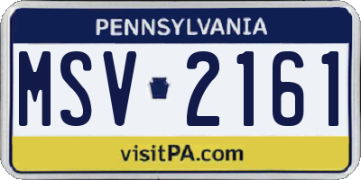 PA license plate MSV2161