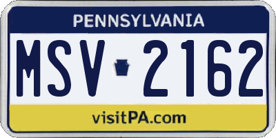 PA license plate MSV2162