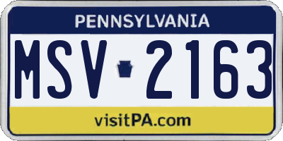 PA license plate MSV2163