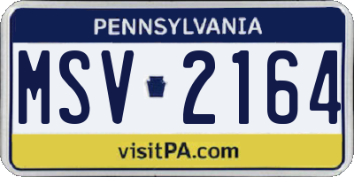 PA license plate MSV2164