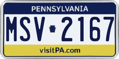 PA license plate MSV2167