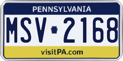 PA license plate MSV2168