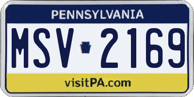 PA license plate MSV2169