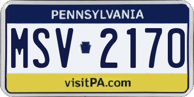 PA license plate MSV2170